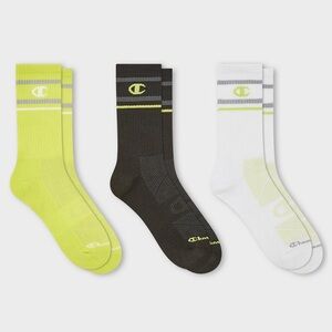 Champion Athletic Socks - Neon Yellow, Black, White 3ct Set